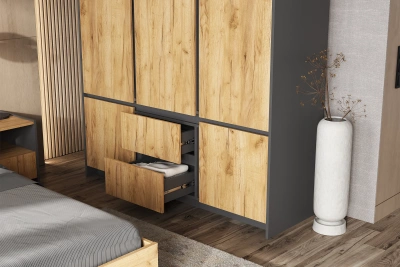 Шкаф 3-х ств. «Остин» Графит/Дуб крафт (ШхВхГ) 1500х2236х490 мм