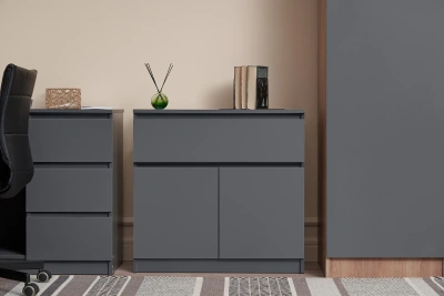 Комод «Челси» 800 (1 ящик 2 двери) Графит/графит (ШхВхГ) 802х768х330 мм