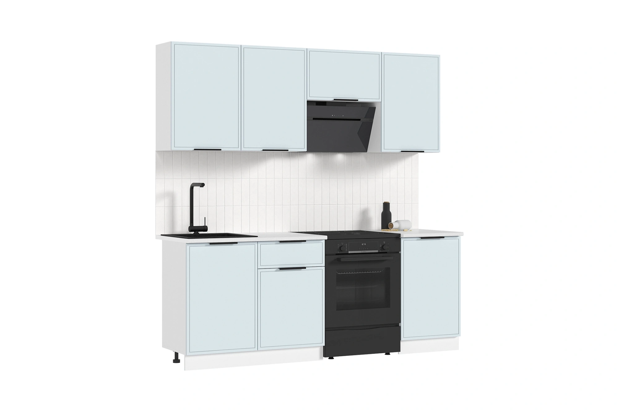 Кухня «Николь» Браш Деним Блю/Белый 2.1 м