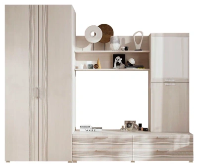 Гостиная «Асти» Вариант №2 Сандал светлый/сандал (ШхВхГ) 2584х2150х542 мм