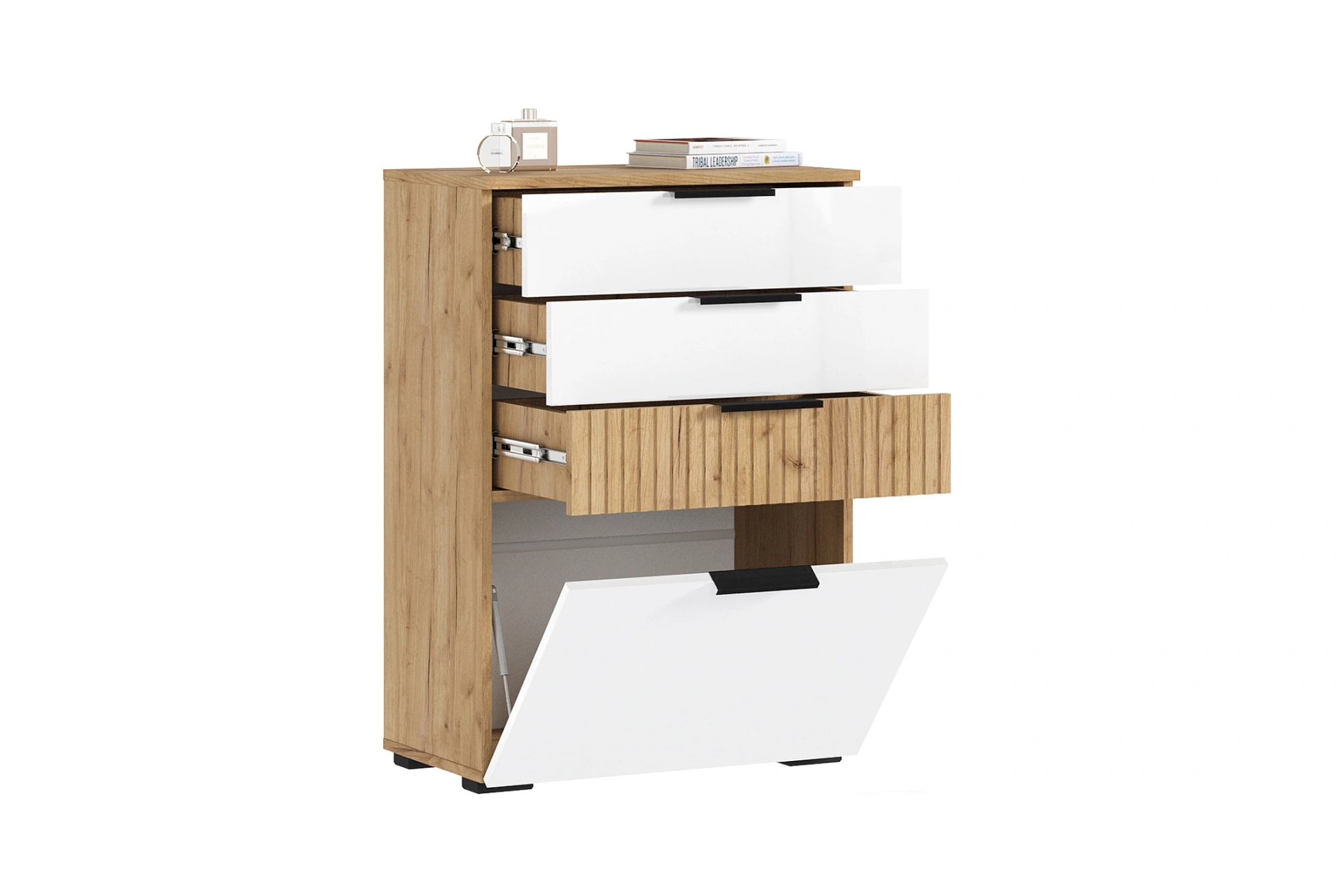 Гостиная «Роджина» комод Дуб крафт/Белый глянец (Ш*В*Г) 600х866х350 мм