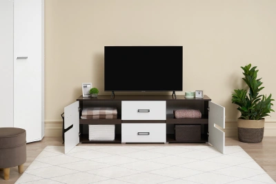 Тумба под ТВ «Ким» Венге/Белый глянец (Ш*Г*В) 1600x420x543 мм