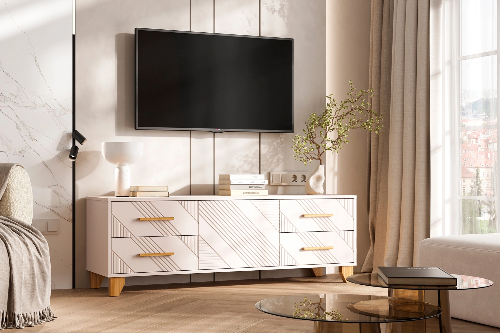 Тумба под ТВ «Ирис» Кашемир/Кашемир (ШхВхГ) 1502*542*426 мм