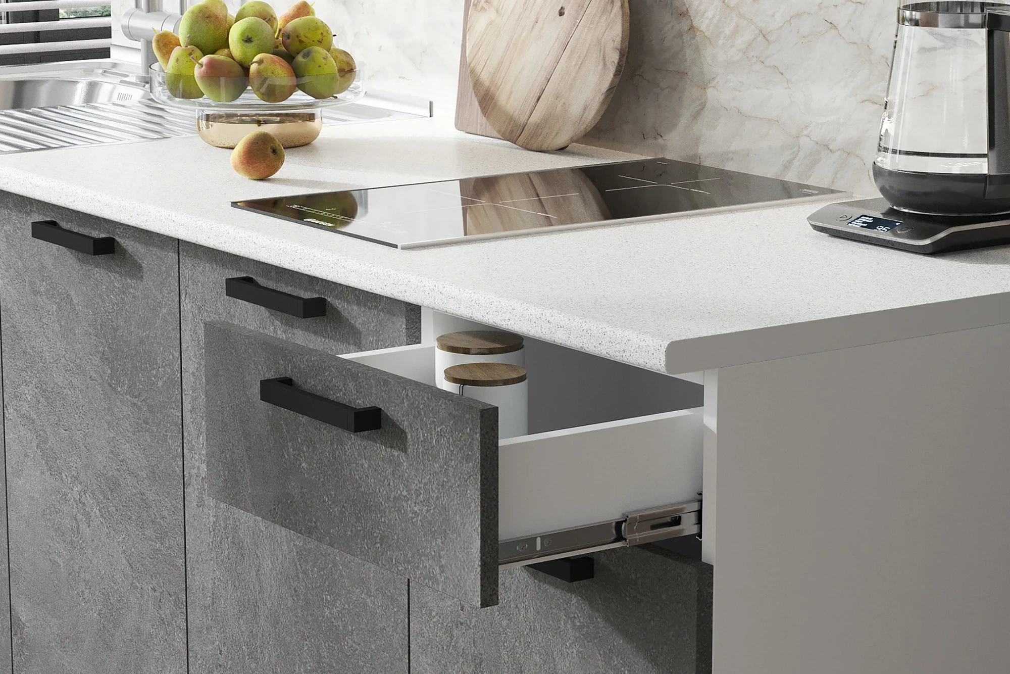 Кухня «Рио NEW» ЛДСП бетон светлый/бетон темный 2 метра