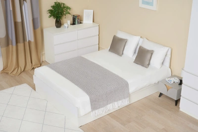 Кровать «Челси» 1.4 м Белый глянец/белый (ШхВхГ) 1435х800х2053 мм