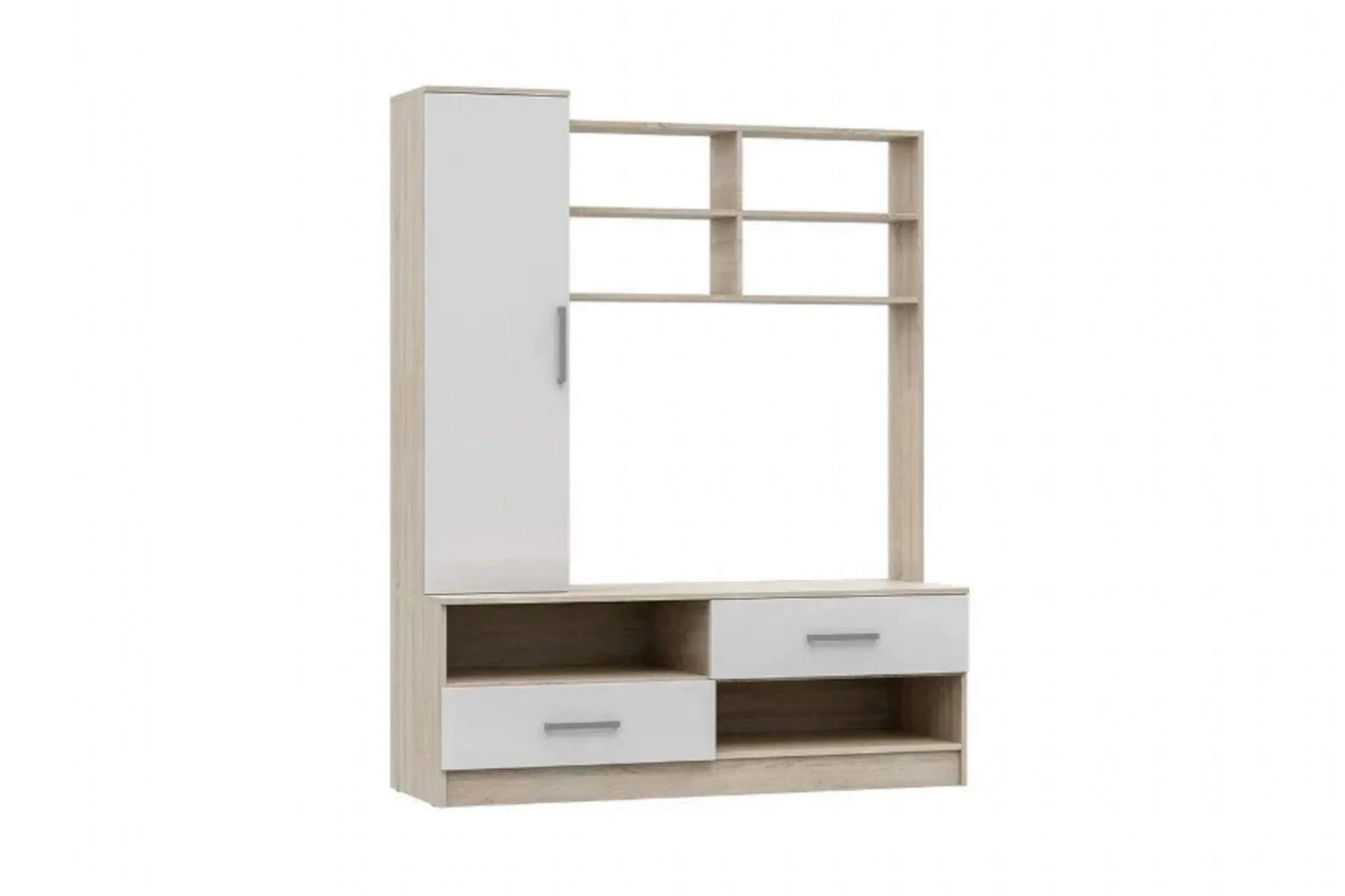 Гостиная «Мартина» Центр. секция Белый глянец/Сонома (ШхВхГ) 1500х1892х520 мм