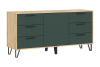 Комод «Флэш» Браш Мени Грин/Дуб крафт (ШхВхГ) 1502х730х426 мм