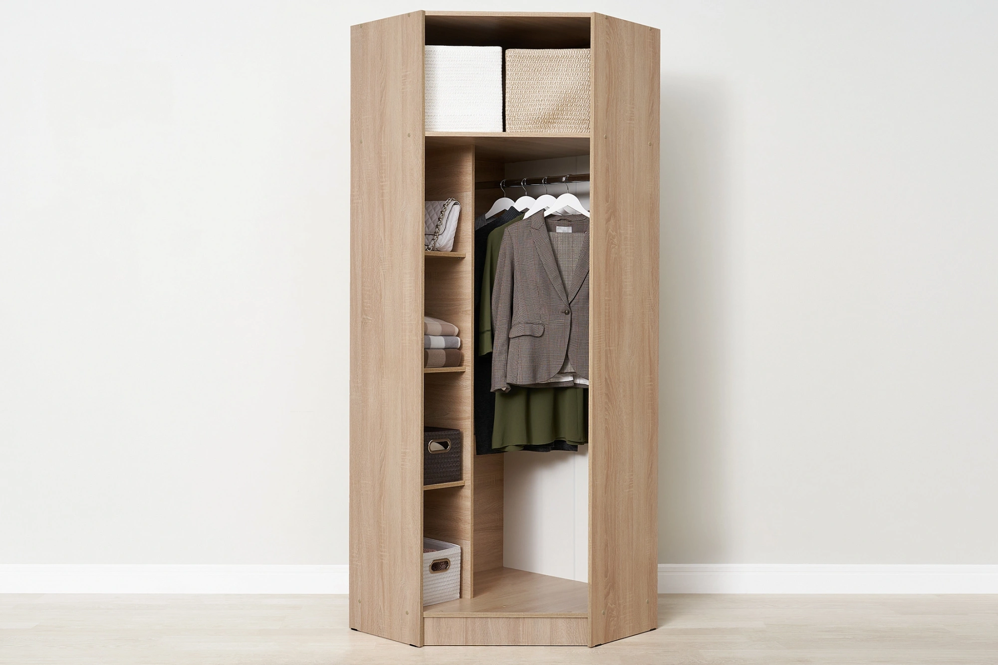 ДЕТ. Шкаф угловой «Мартина» Сонома/Белый глянец (ШхВхГ) 800х2200х800 мм