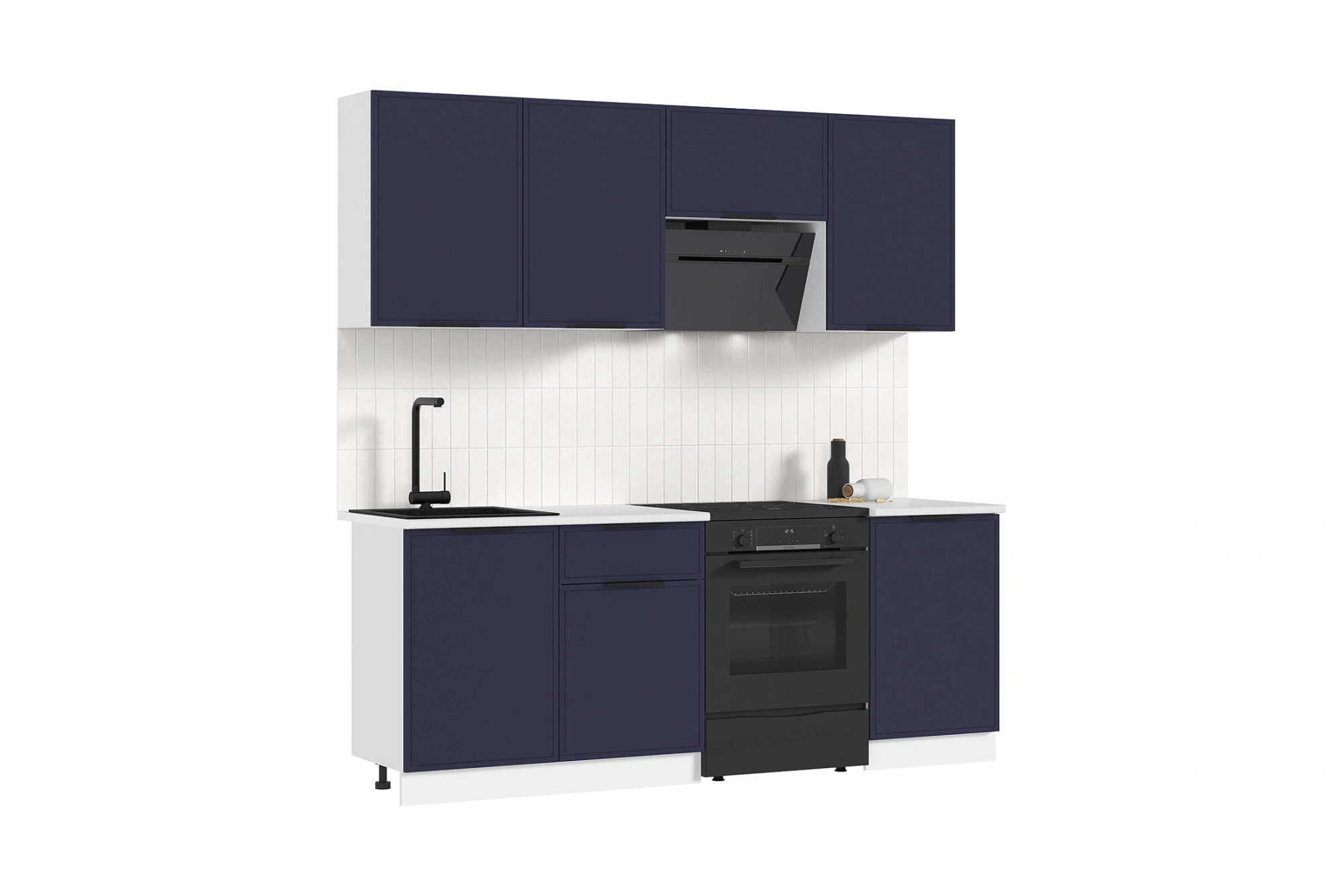 Кухня «Николь» Сапфировый/Белый 2.1 м
