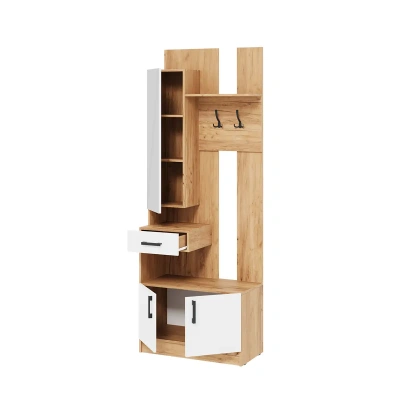 Вешалка Вега ВШ-1 Вега с зеркалом белый/дуб крафт золотой 80 см