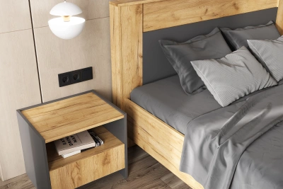 Тумбы «Остин» Дуб крафт/Графит 2шт (Ш*В*Г) 500х450х400 мм