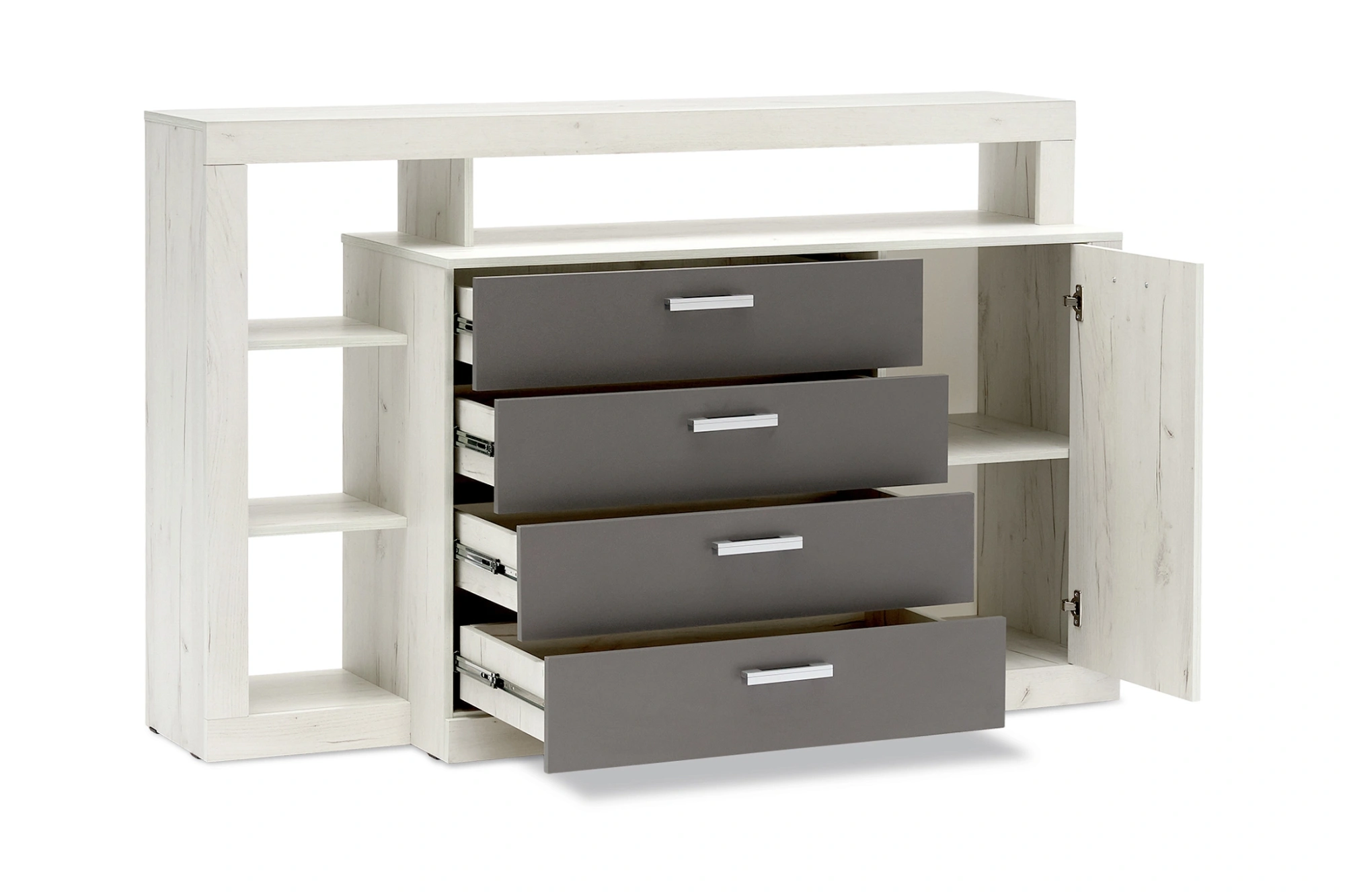 Комод «Ангара» Графит/Дуб Крафт Белый (Ш*В*Г) 1602х1040х476 мм