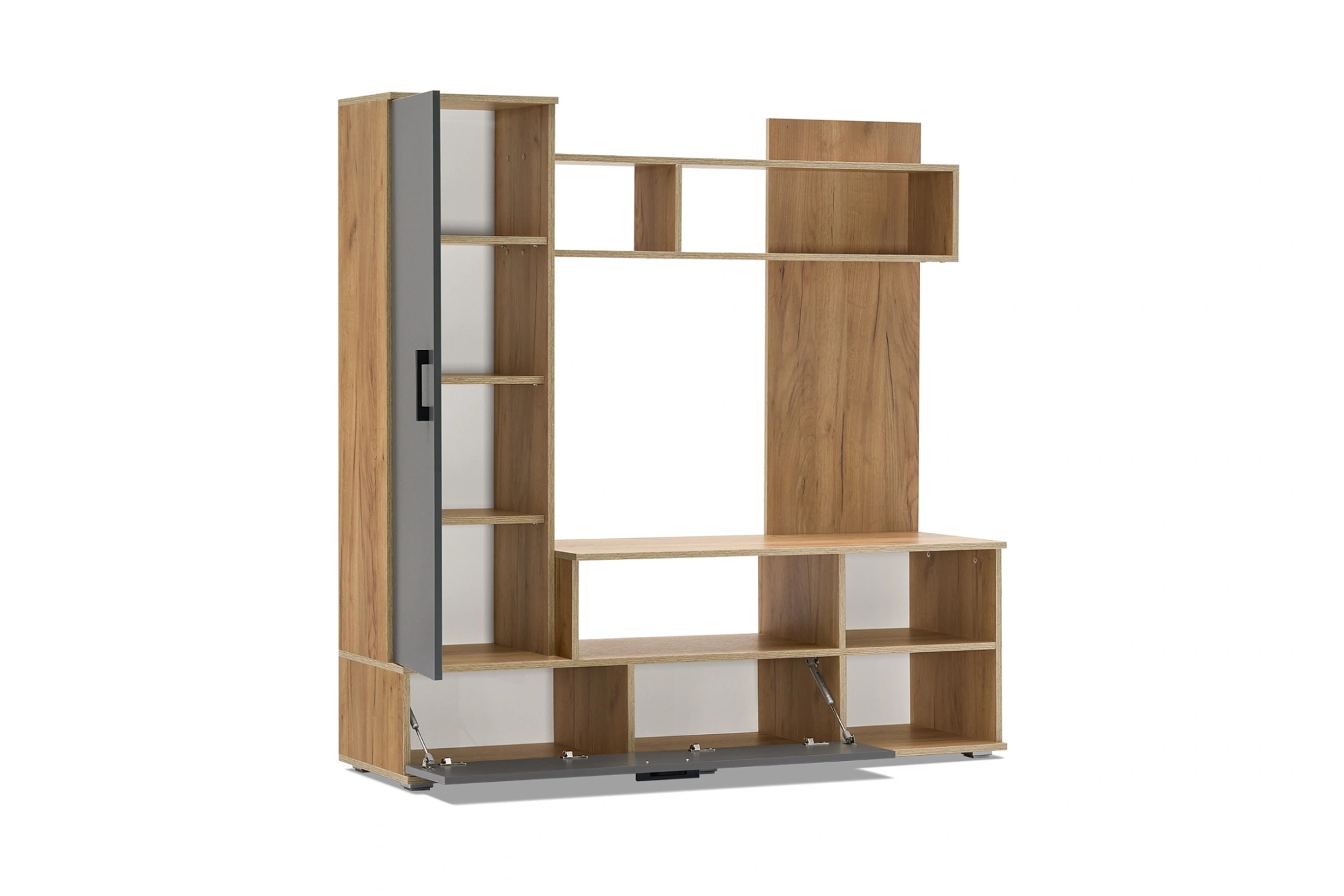 Гостиная «Мини» Графит/Дуб крафт (ШхВхГ) 1500x1520х440 мм