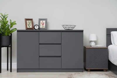 Комод «Челси» 1200 (2 двери 3 ящика) Графит/графит (ШхВхГ) 1200х768х450 мм