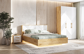 Спальня Ирис Дуб крафт/Браш Вайт Спальня Ирис Дуб крафт/Браш Вайт