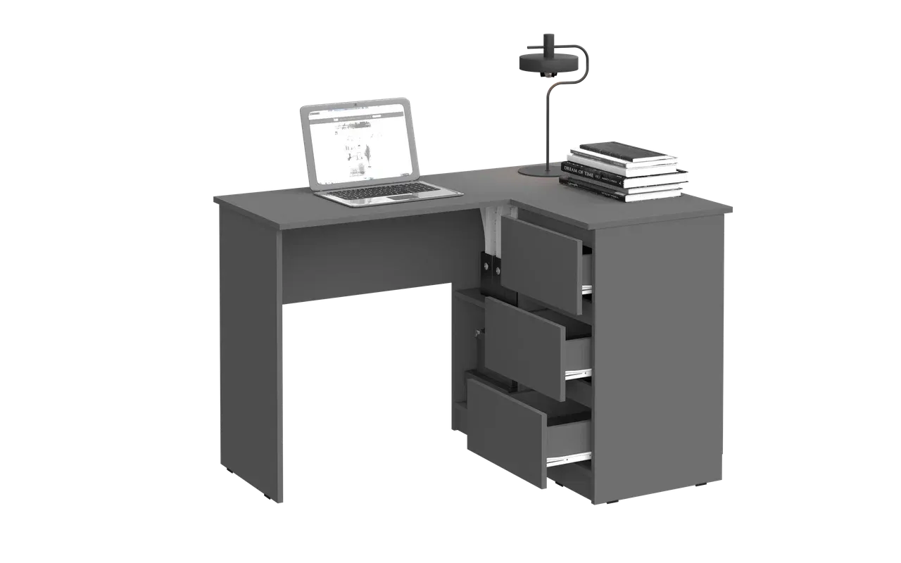 Стол письменный угловой «Челси» Графит/графит (ШхВхГ) 1300х768х904 мм Стол письменный угловой «Челси» Графит/графит (ШхВхГ) 1300х768х904 мм