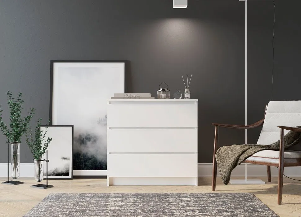 Комод «Челси» 800 (3 ящика) Белый глянец/белый (ШхВхГ) 802х768х330 мм Комод «Челси» 800 (3 ящика) Белый глянец/белый (ШхВхГ) 802х768х330 мм