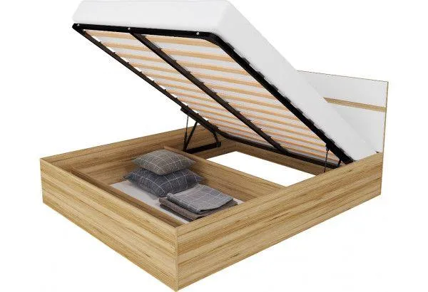 Кровать 1.4 «Ким» Сонома/Белый глянец с ПМ (Ш*В*Г) 1445х800х2042 мм Кровать 1.4 «Ким» Сонома/Белый глянец с ПМ (Ш*В*Г) 1445х800х2042 мм