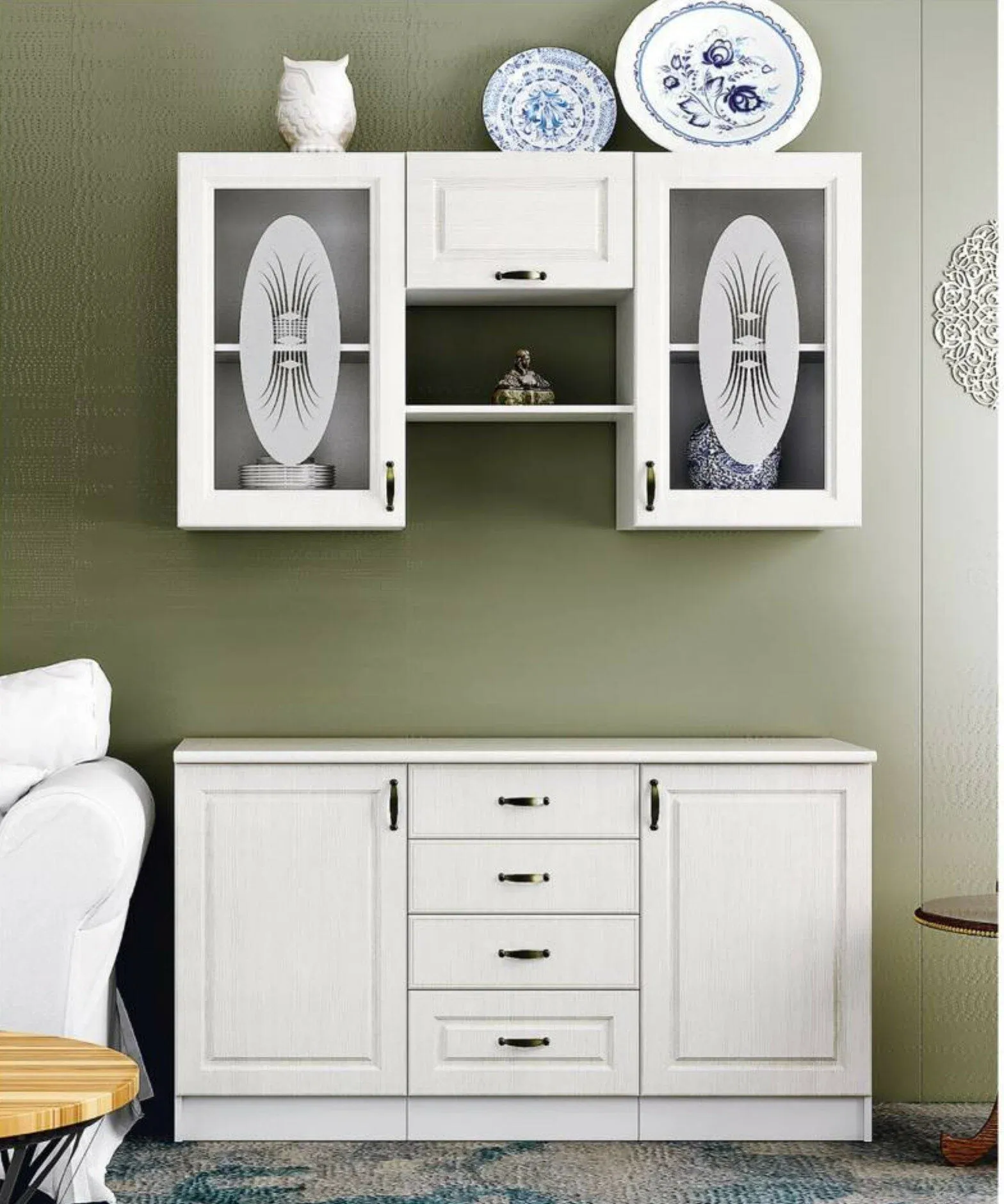 Буфет «Констанция» 1,5м Сандал, Белый (Ш*В*Д) 1500*1668*570 Буфет «Констанция» 1,5м Сандал, Белый (Ш*В*Д) 1500*1668*570