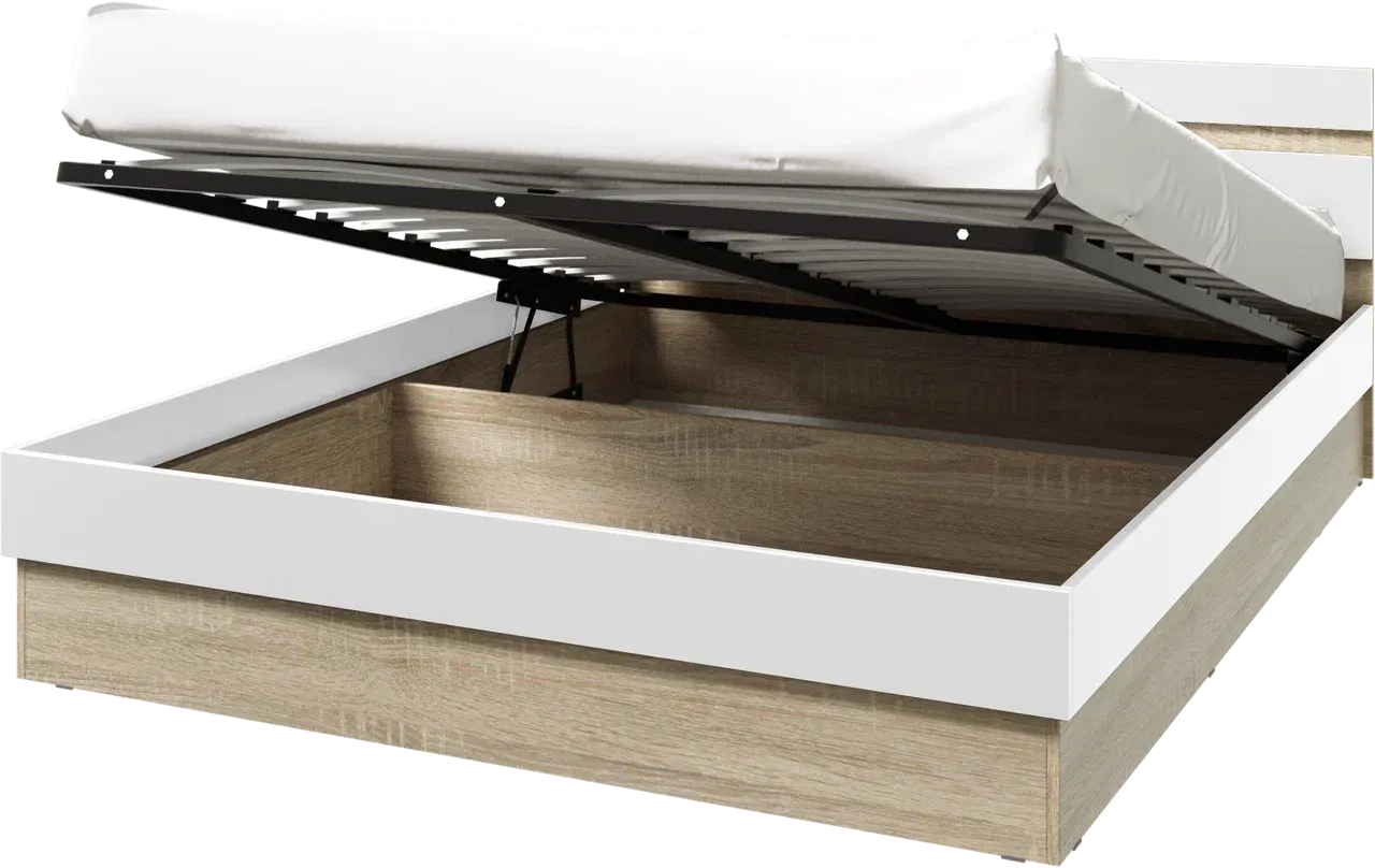 Кровать 1.6 «Ким» Сонома/Белый глянец с ПМ (Ш*В*Г) 1645х800х2042 мм Кровать 1.6 «Ким» Сонома/Белый глянец с ПМ (Ш*В*Г) 1645х800х2042 мм