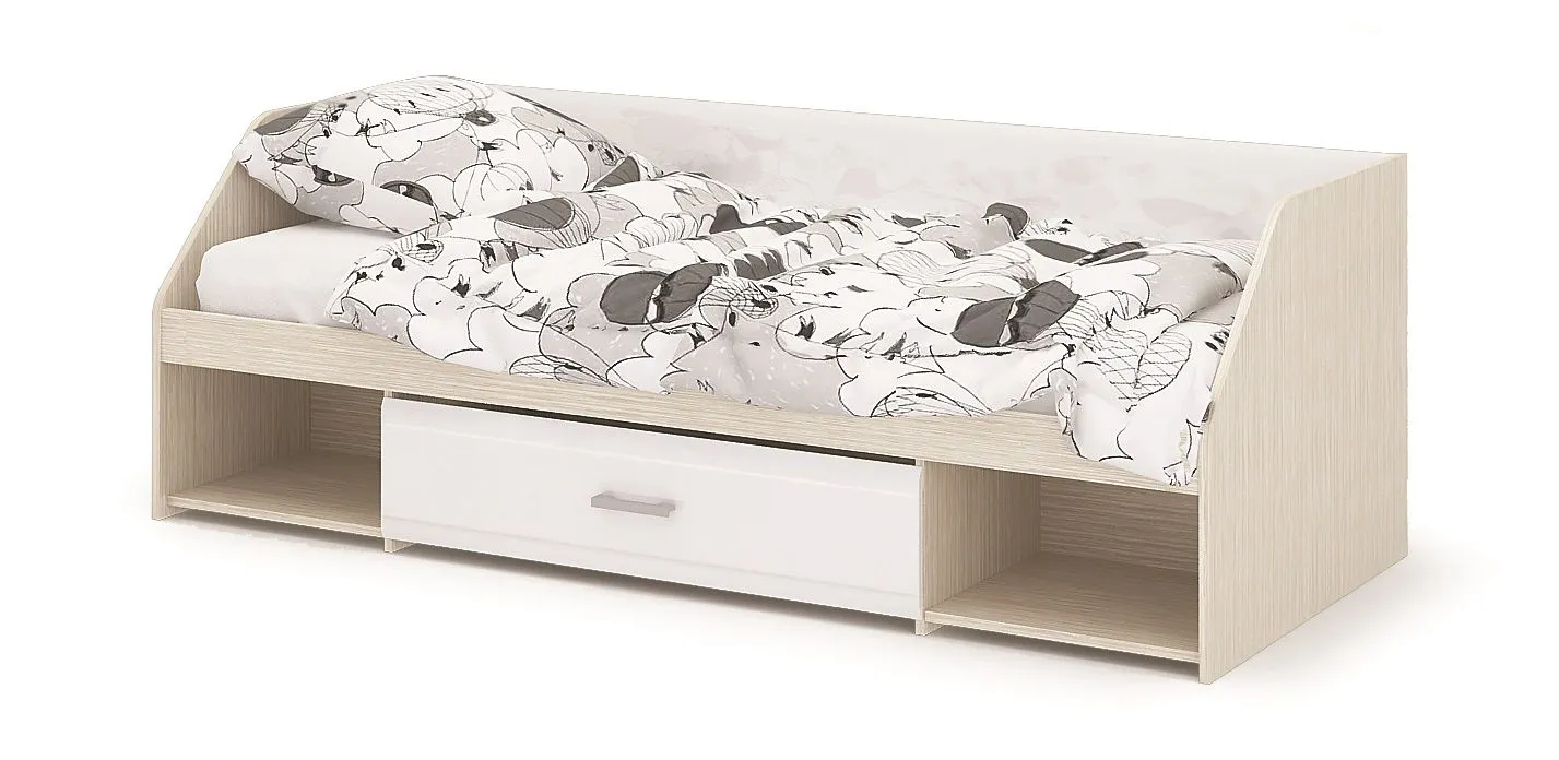 Кровать с ЯЩ. «Симба» Белый глянец/Дуб Белфорт (ШхВхГ) 1942x660x840 мм Кровать с ЯЩ. «Симба» Белый глянец/Дуб Белфорт (ШхВхГ) 1942x660x840 мм