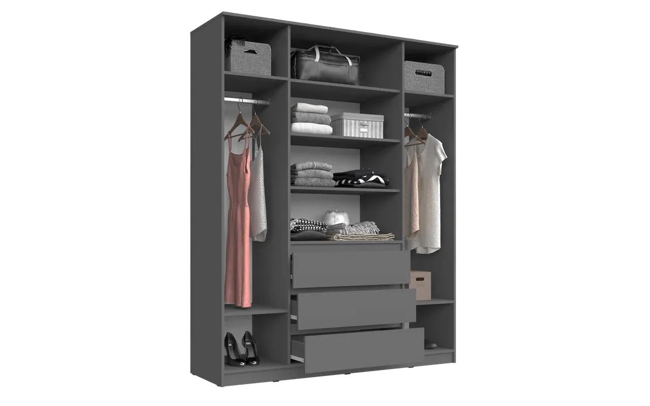 Шкаф «Челси» 1600 Графит/графит (ШхВхГ) 1602х2022х514 мм Шкаф «Челси» 1600 Графит/графит (ШхВхГ) 1602х2022х514 мм