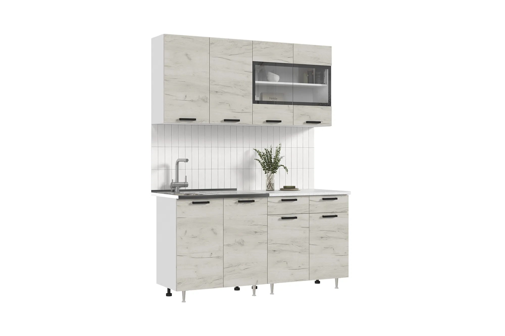 Кухня «Рио NEW» ЛДСП дуб крафт белый 1.6 м Кухня «Рио NEW» ЛДСП дуб крафт белый 1.6 м