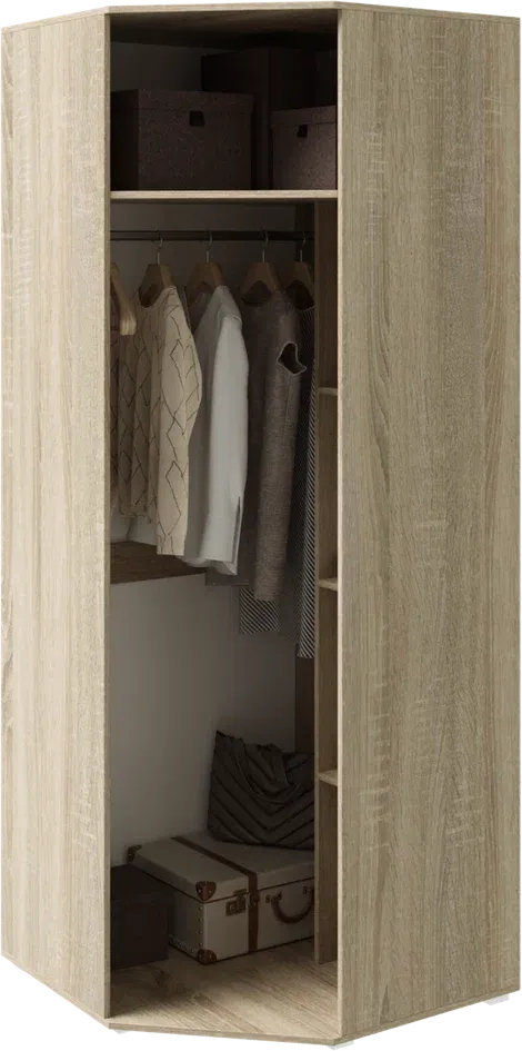 Шкаф « Ким » Угловой Сонома/Белый глянец (ШхВхГ) 874х2236х874 мм Шкаф « Ким » Угловой Сонома/Белый глянец (ШхВхГ) 874х2236х874 мм