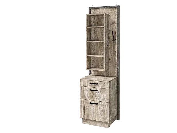 Прихожая «Амели» Тумба с зеркалом Дуб Юкон/Бетон темный (Ш*В*Г) 592х2016х458 мм. Прихожая «Амели» Тумба с зеркалом Дуб Юкон/Бетон темный (Ш*В*Г) 592х2016х458 мм.