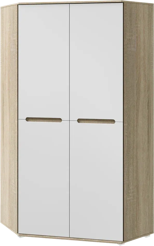 Шкаф «Ким» Угловой 2-х ств. Сонома/Белый глянец (Ш*В*Г) 1100х2236х1100 мм Шкаф «Ким» Угловой 2-х ств. Сонома/Белый глянец (Ш*В*Г) 1100х2236х1100 мм