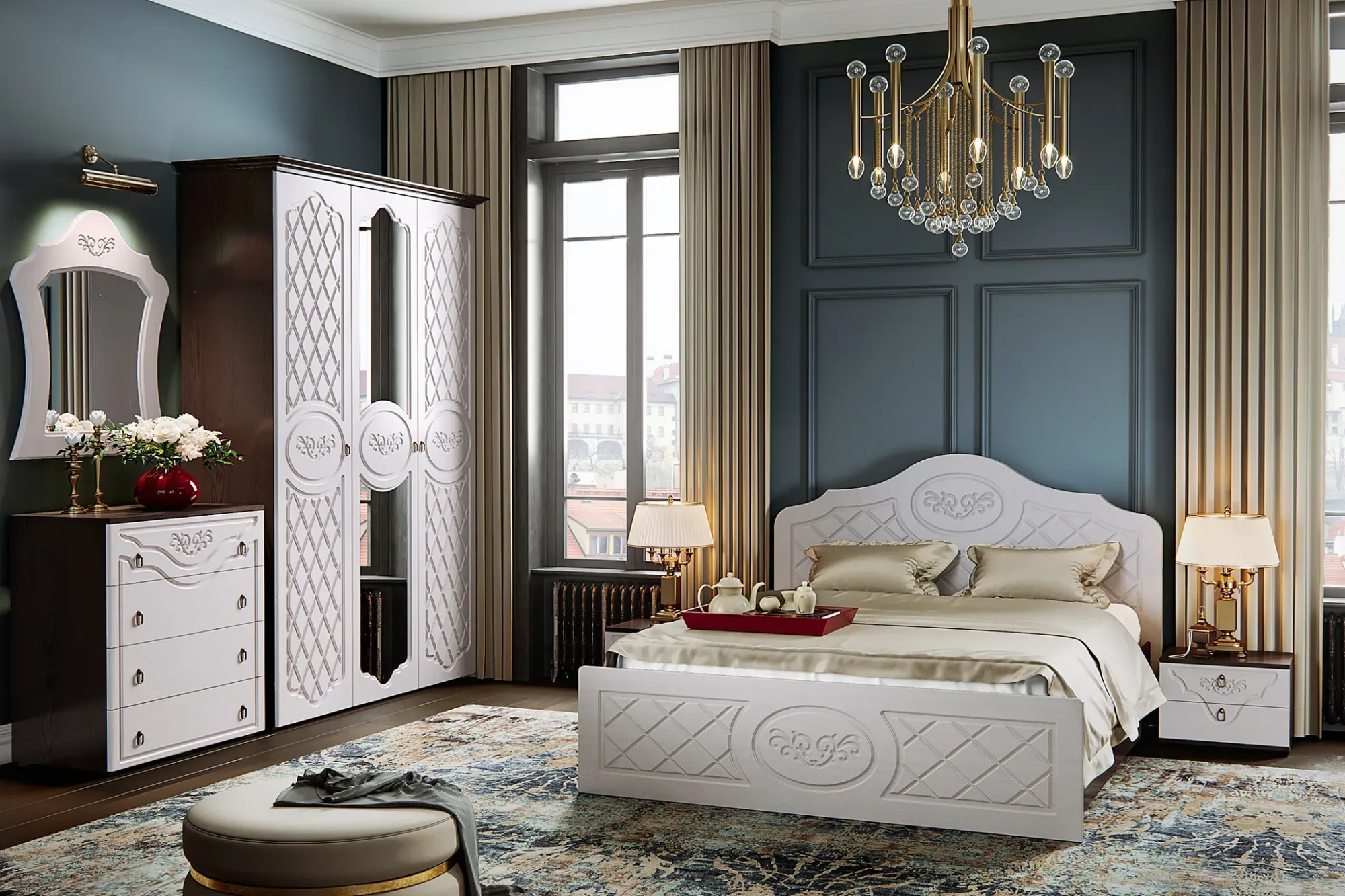 Спальня « Престиж » Жемчуг-Венге Комплектации 1 6 модулей Спальня « Престиж » Жемчуг-Венге Комплектации 1 6 модулей