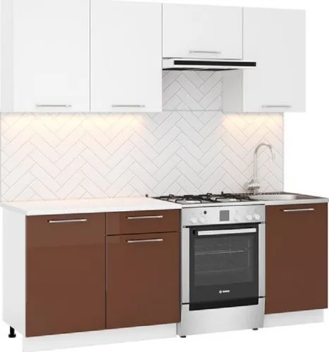 Кухня Норд ЧП 2.1 м  Глянец белый/глянец шоколад Кухня Норд ЧП 2.1 м  Глянец белый/глянец шоколад