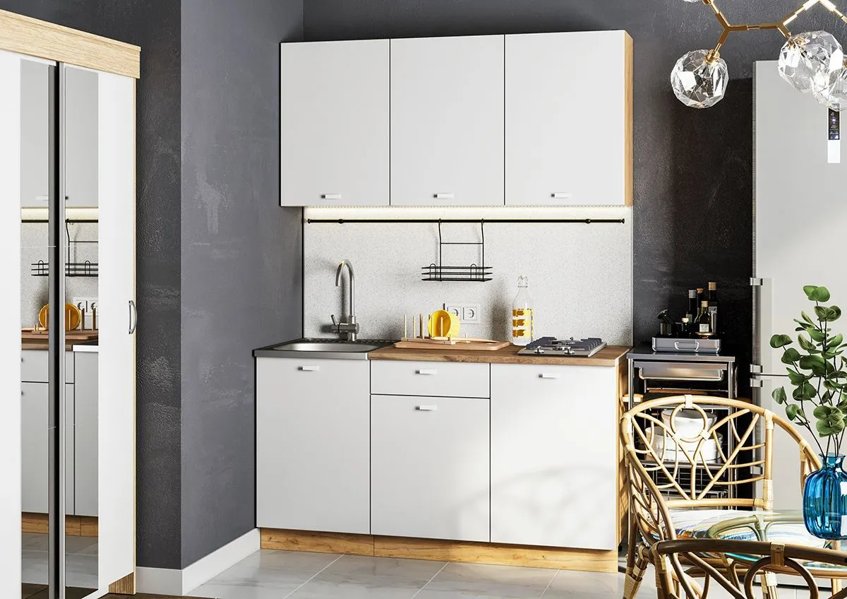 Кухня Дана 1,5 м белый/дуб крафт золотой Кухня Дана 1,5 м белый/дуб крафт золотой