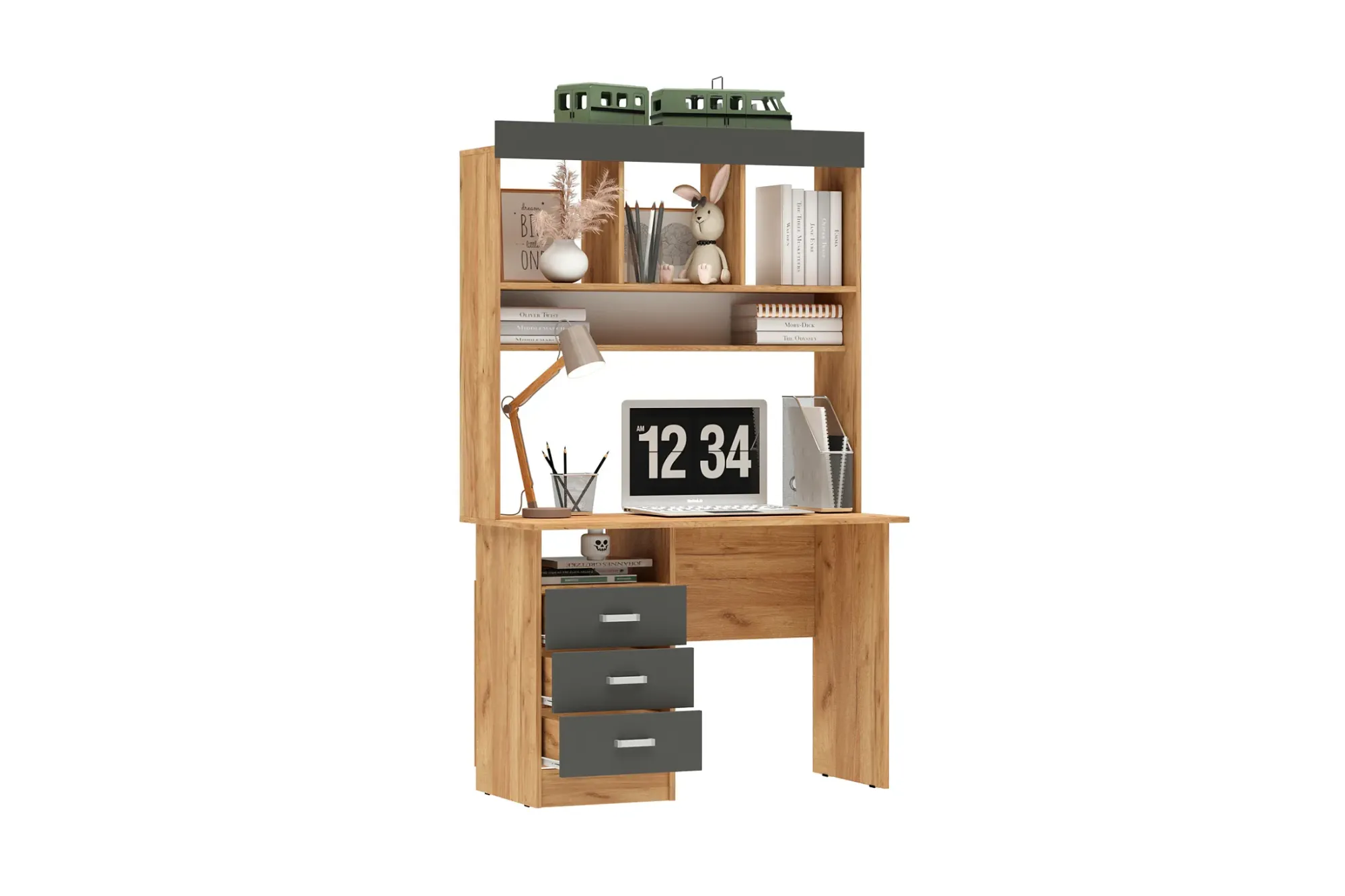 ДЕТ. Стол с надстройкой «Мартина» Графит/Дуб крафт (ШхВхГ) 1100х750х550 ДЕТ. Стол с надстройкой «Мартина» Графит/Дуб крафт (ШхВхГ) 1100х750х550