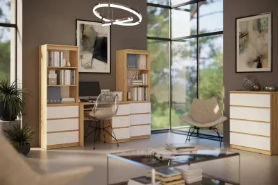 Стеллаж «Челси» Белый глянец/дуб сонома (ШхВхГ) 602х1796х386 мм Стеллаж «Челси» Белый глянец/дуб сонома (ШхВхГ) 602х1796х386 мм