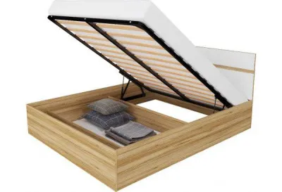 Кровать 1.4 «Ким» Сонома/Белый глянец с ПМ (Ш*В*Г) 1445х800х2042 мм Кровать 1.4 «Ким» Сонома/Белый глянец с ПМ (Ш*В*Г) 1445х800х2042 мм