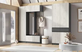 Прихожая Роджина Графит/Дуб крафт белый Прихожая Роджина Графит/Дуб крафт белый