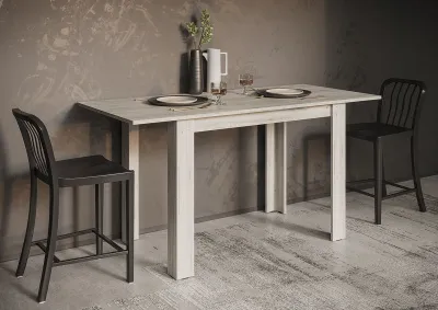 Стол обеденный раздвижной Оливер-01 дуб крафт белый/дуб крафт белый Стол обеденный раздвижной Оливер-01 дуб крафт белый/дуб крафт белый