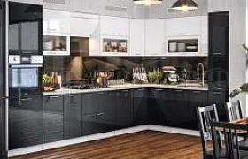 Кухня Техно Белый глянец/черный глянец Кухня Техно Белый глянец/черный глянец