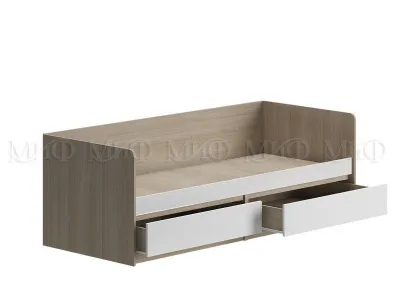 Кровать «Челси» 0.8м (Детская) Белый глянец/дуб сонома (ШхВхГ) 2036х700х840 мм Кровать «Челси» 0.8м (Детская) Белый глянец/дуб сонома (ШхВхГ) 2036х700х840 мм