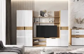 Гостиная Роджина Дуб крафт/Белый глянец Гостиная Роджина Дуб крафт/Белый глянец