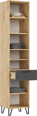 Прихожая Флэш Пенал открытый Браш Графит/ Дуб Графит  Прихожая Флэш Пенал открытый Браш Графит/ Дуб Графит