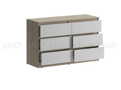 Комод «Челси» 1202 (6 ящиков) Белый глянец/дуб сонома (ШхВхГ) 1202х768х450 мм Комод «Челси» 1202 (6 ящиков) Белый глянец/дуб сонома (ШхВхГ) 1202х768х450 мм