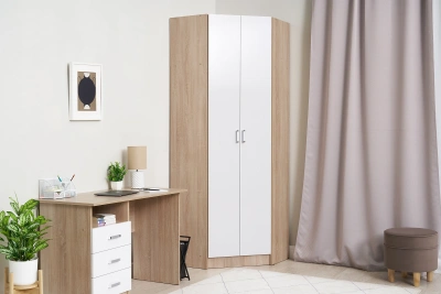 ДЕТ. Шкаф угловой «Мартина» Сонома/Белый глянец (ШхВхГ) 800х2200х800 мм ДЕТ. Шкаф угловой «Мартина» Сонома/Белый глянец (ШхВхГ) 800х2200х800 мм