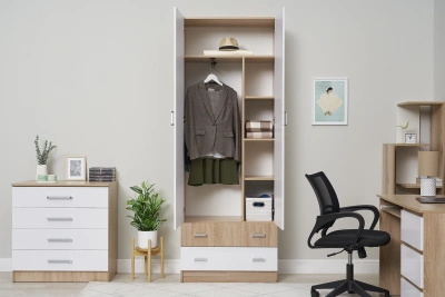 ДЕТ. Шкаф «Мартина» Сонома/Белый глянец (ШхВхГ) 800х2200х400 мм ДЕТ. Шкаф «Мартина» Сонома/Белый глянец (ШхВхГ) 800х2200х400 мм